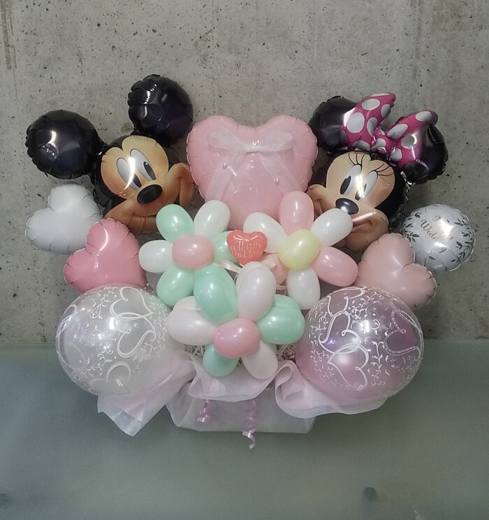 ミッキーミニーバルーン バルーンアート 松山 愛媛 誕生日 バルーン電報 ふうせん 風船 お祝い プレゼント ちょっとしたプレゼント バルーンアンジュ